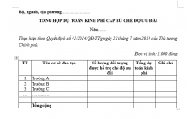 TỔNG HỢP DỰ TOÁN KINH PHÍ CẤP BÙ CHẾ ĐỘ ƯU ĐÃI