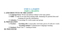 TIẾNG ANH 11 CHỦ ĐỀ A PARTY- LESSON 1