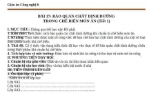 ẨM THỰC :BẢO QUẢN CHẤT DINH DƯỠNG  TRONG CHẾ BIẾN MÓN ĂN (Tiết 1)