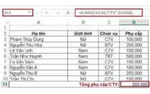 Cách sử dụng hàm Sumif trong exel để tính tổng có điều kiện