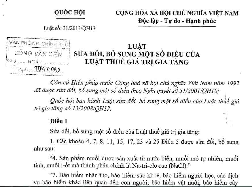 Luật số 31/2013/QH13