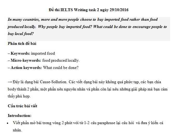 IELTS Writing task 2 - chủ đề chủ đề Imported food