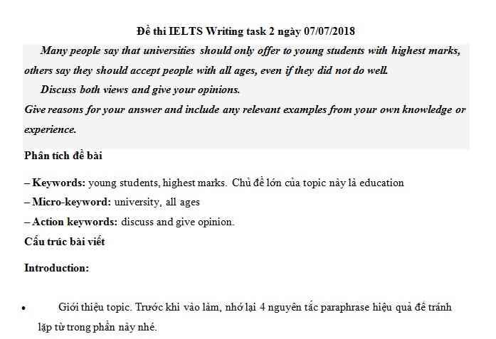 IELTS Writing task 2 - chủ đề chủ đề University