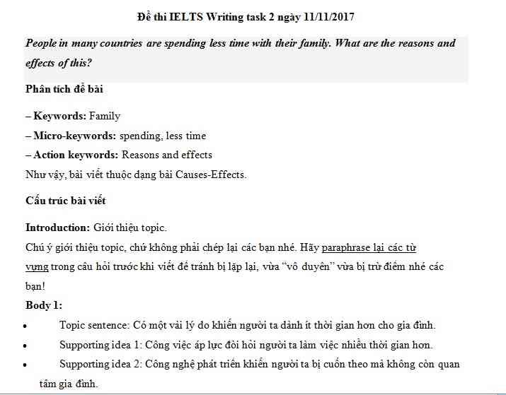 IELTS Writing task 2 - chủ đề Family