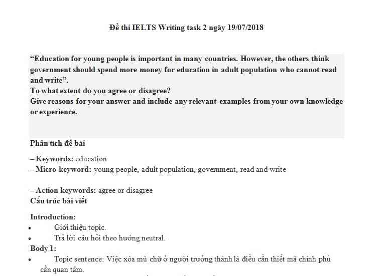 IELTS Writing task 2 - chủ đề Giáo Dục (Education)