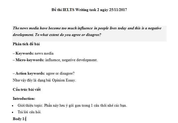 IELTS Writing task 2 - chủ đề news media