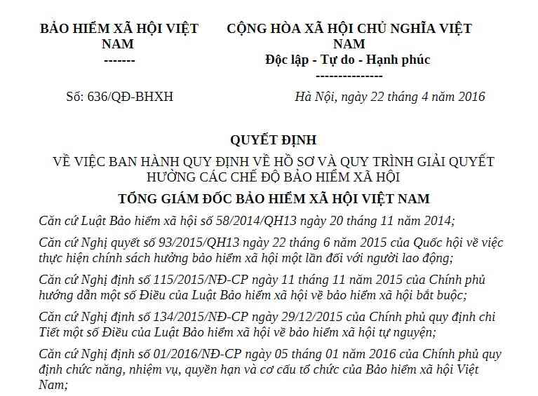 Quyết định 636/QĐ-BHXH
