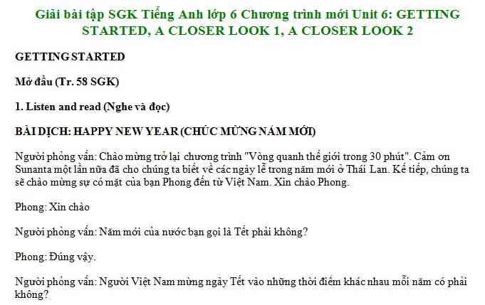Bài luyện tập tiếng Anh lớp 12 bài số 1