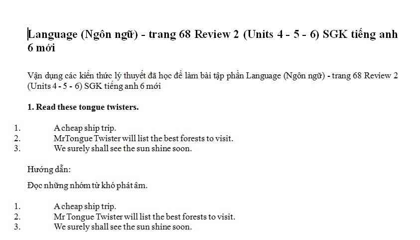 Bài học trên lớp môn tiếng Anh 10 bài số 5