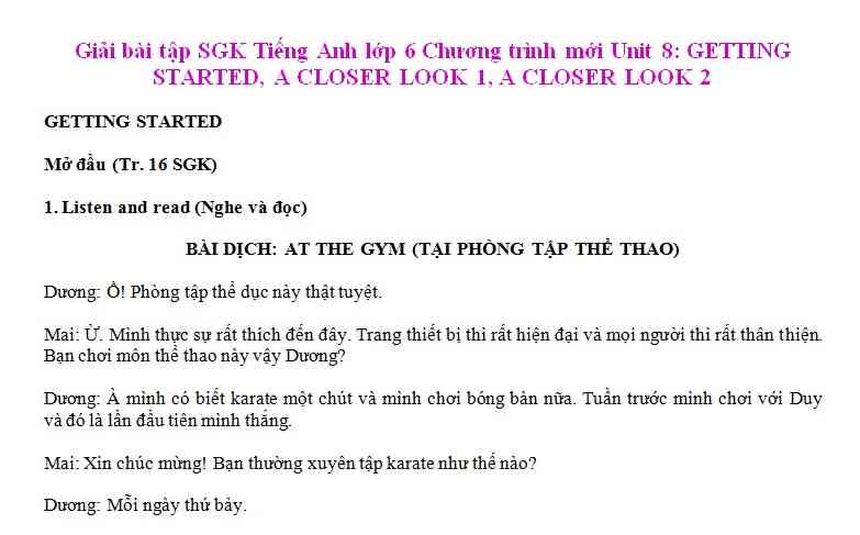 Lớp 8  - Bài tập các dạng đề ôn thi môn tiếng Anh học kỳ 1