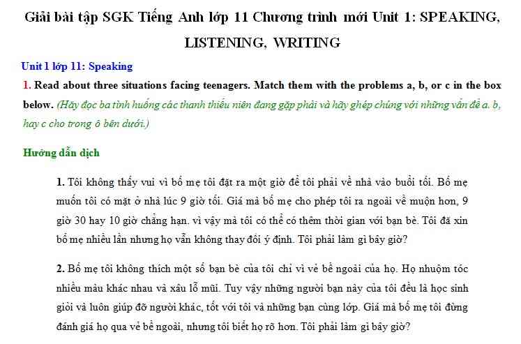 Giải bài tập SBT Tiếng Anh lớp 7 mới Unit 6 - The First University In Vietnam