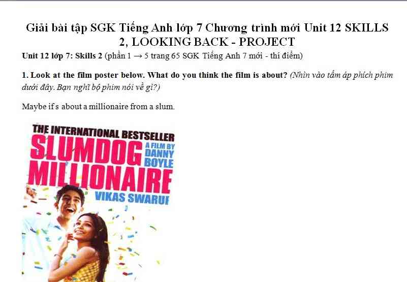 Hướng dẫn GBT tiếng Anh lớp 7 bài số 12.3