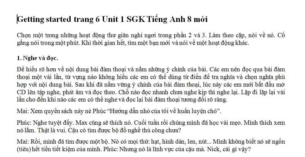 Hướng dẫn GBT tiếng Anh lớp 8 bài số 1
