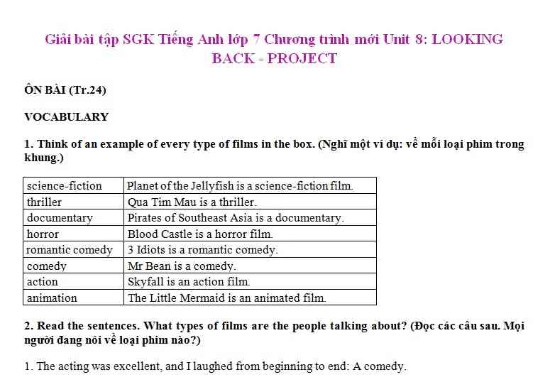 Bài luyện tập cho học sinh môn tiếng Anh lớp 7 bài số 3.2