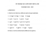 Tiếng Anh 8 - đề cương ôn tập kỳ 1 niên khóa 2018