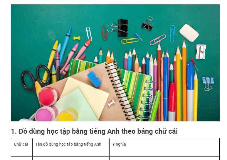 Bé học tiếng Anh cùng chủ đề về đồ dùng học tập